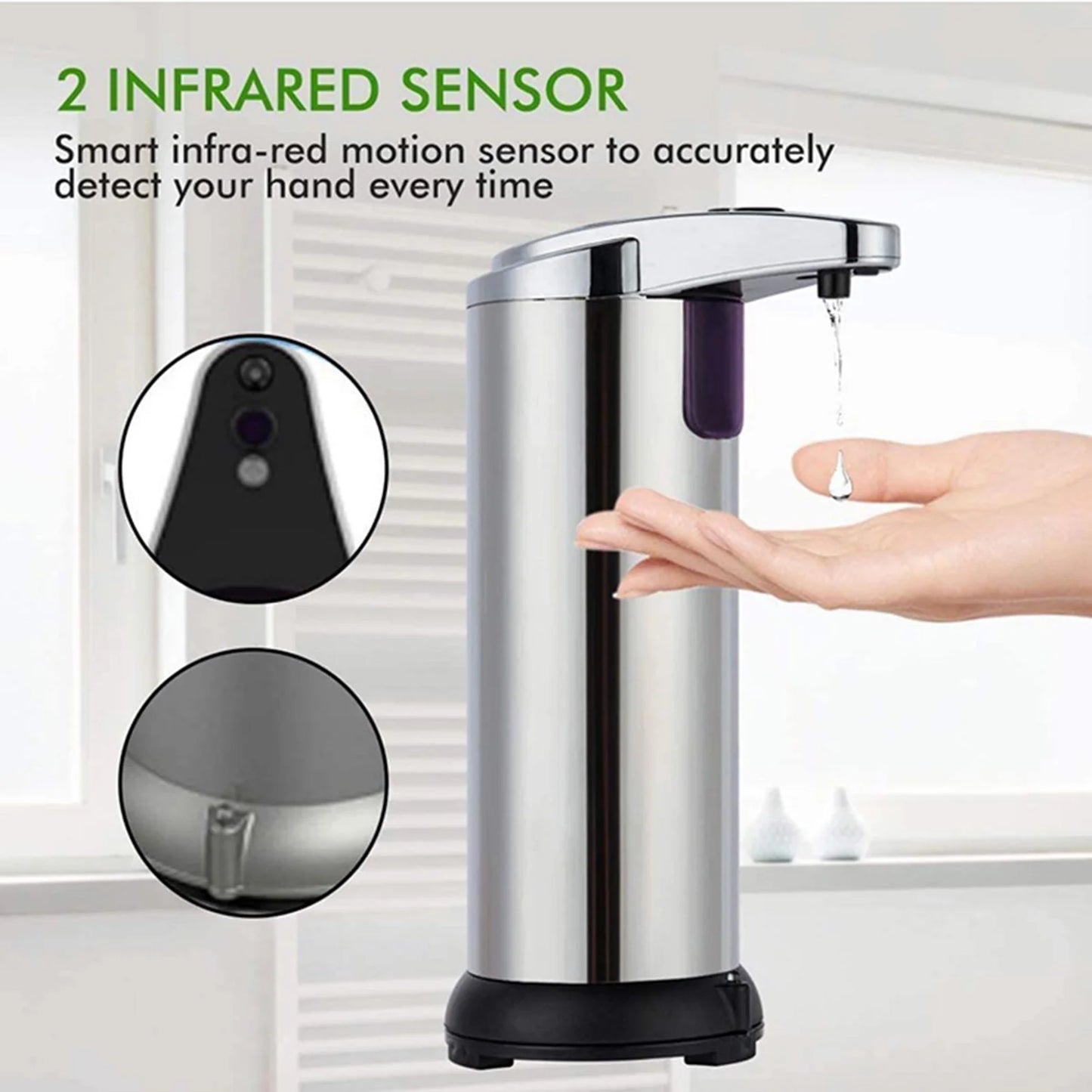 Touchless Automatic Soap Dispenser,Hands Free Dish Soap Dispenser Kitchen Bathroom,Stainless Steel Infrared Sensor Auto Liquid Dispenser