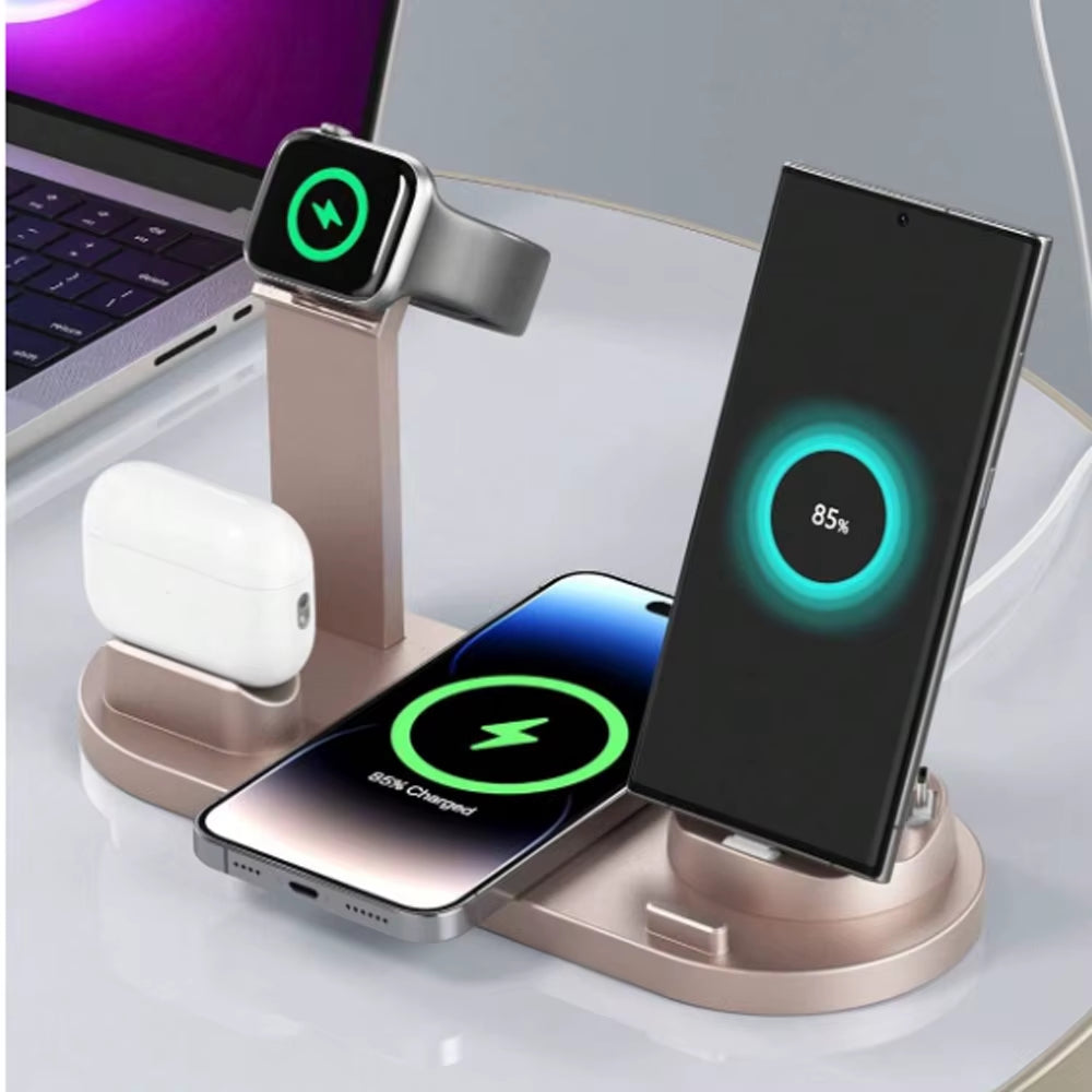 ChargeHub™ Pro 4-in-1 Wireless Dock – One Stand. Total Power. Zero Clutter